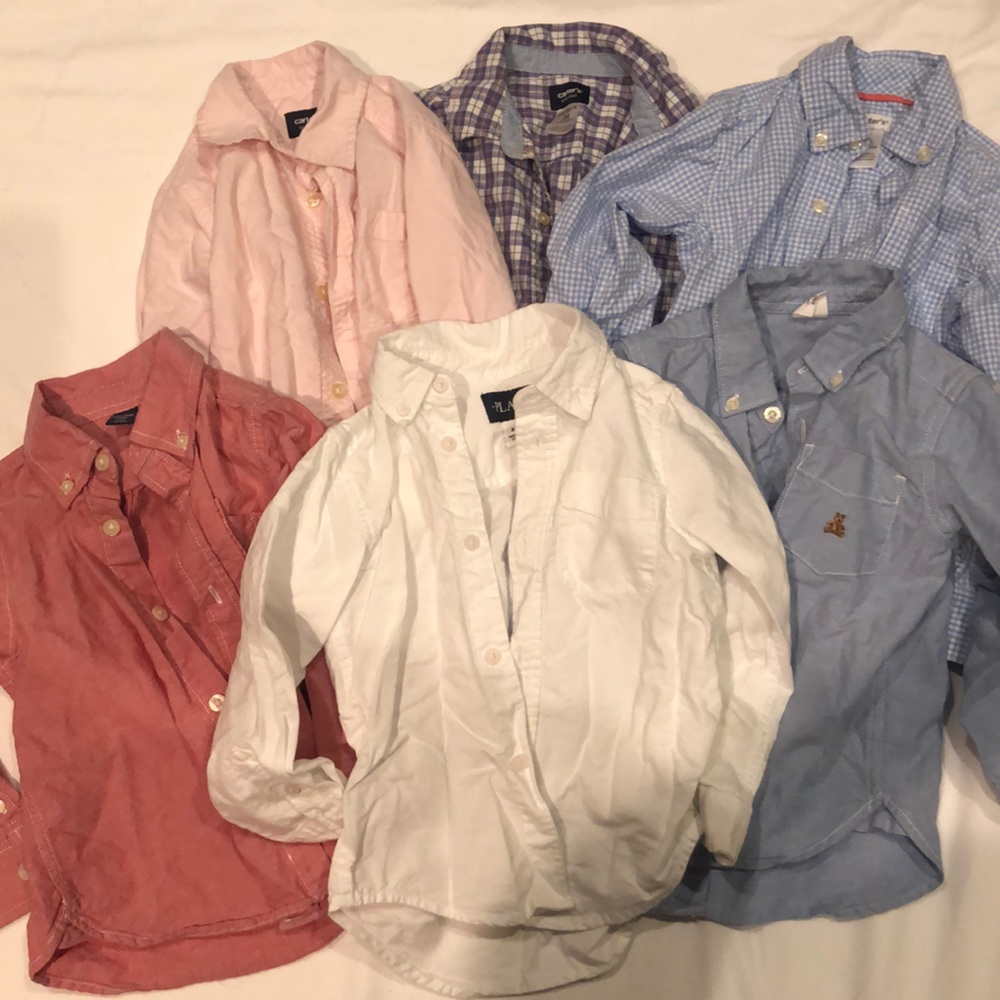 8 Long-sleeved button-up shirts 3T